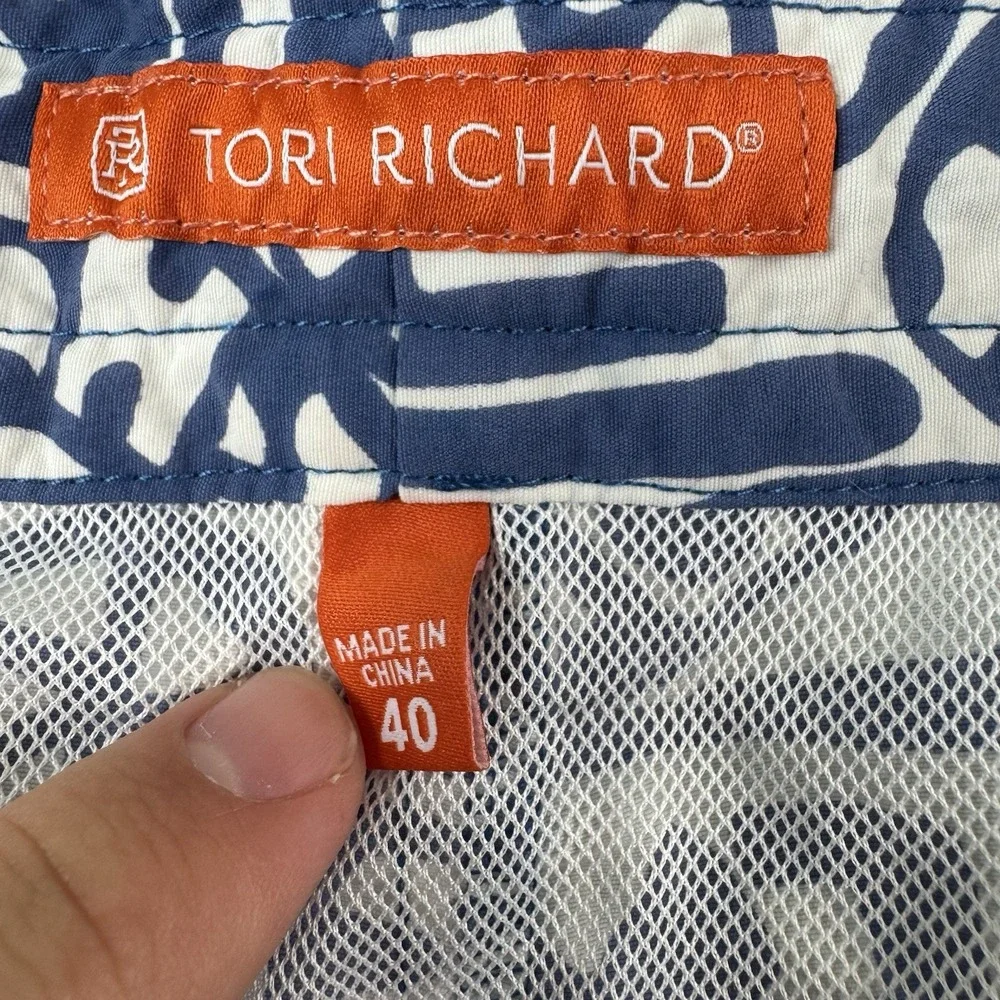 Tori Richard Sun God-Short Mens Navy Hawaiian Swim Trunks 1793-7307 Size 40